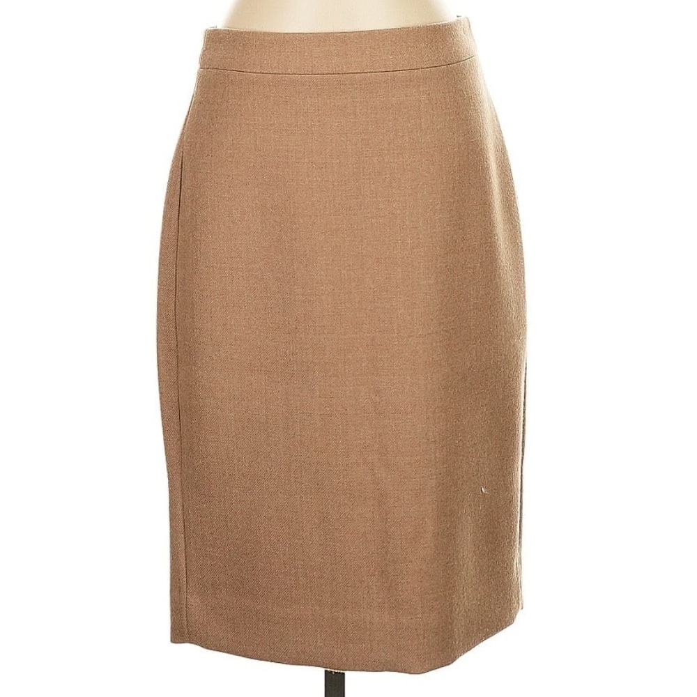 J. Crew Camel Wool Blend Pencil Skirt Petite size 10 NEW